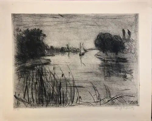 Oesterle, Wilhelm (1876 Wagenstadt im Breisgau - 1928 Berlin),, Seenlandschaft in Brandenburg an der Havel. Radierung