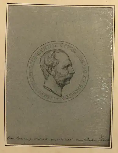 Nieper, Ludwig (1826 Braunschweig - 1906 Dresden-Loschwitz),, Studie zu einer Medaille mit Porträt Johann Georg, Herzog zu Sachsen. Bleistift