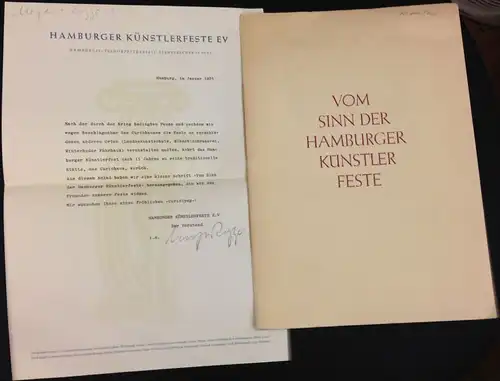 Sieker, Hugo: Vom Sinn der Hamburger Künstlerfeste. [Kleine Beiträge zur Buchkunde, Kunstgeschichte und Literatur. 4. Druck]. Eines von 300 nummerierten Exemplaren. 