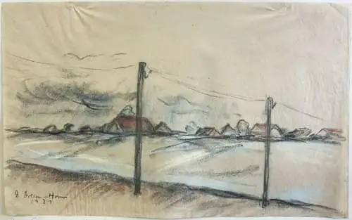 Dreesen-Horn, Dora (1878 - Flensburg - 1966),, Norddeutsche Landschaft Küstenlandschaft. Pastel und Kreide auf gelblichem China