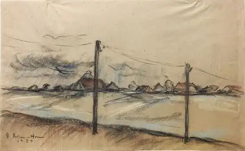Dreesen-Horn, Dora (1878 - Flensburg - 1966),, Norddeutsche Landschaft. Pastel und Kreide auf gelblichem China
