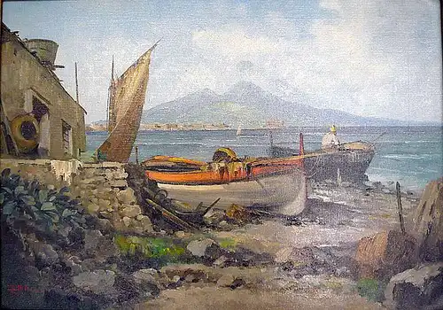 Magrotti, Ercole (1890 Mailand - 1967),, Blick auf den Vesuv. Öl auf Lwd