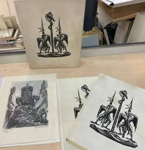 Schiller, Friedrich von: Wilhelm Tell. Ein Schauspiel in fünf Aufzügen. Mit 17 signierten Original Holzschnitten von Bruno Goldschmitt sowie je 17 sign. und bez. Original.. 