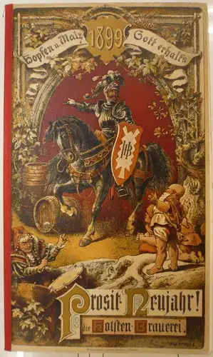 Prosit Neujahr! Die Holsten-Brauerei. Hopfen u. Malz Gott erhalt`s. Scat-Block. 