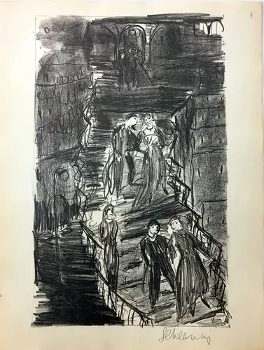 Schlenzig, Evamarie,, Treppe in Fiesole. Lithographie