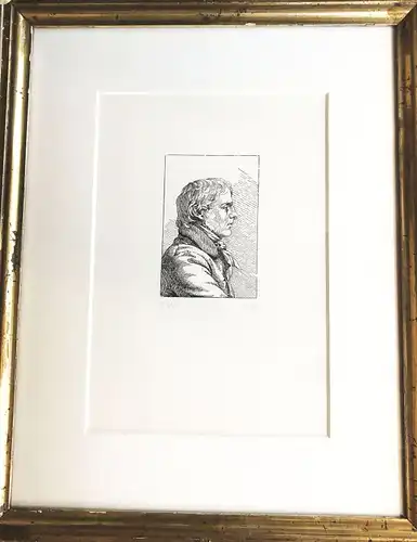 Friedrich, Caspar David (1774 Greifswald - 1840 Dresden),, Selbstporträt nach rechts. Holzschnitt. Abzug vom Originalholzstock von 1965