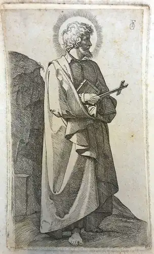 Overbeck, Johann Friedrich (1789 Lübeck -1869 Rom),, Der hl. Philippus Neri mit Buch und Kreuz Radierung