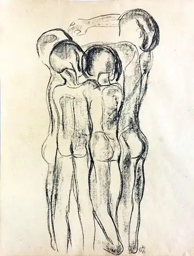 Mhe, Herbert (1891 - Hamburg - 1952),, Figurengruppe. Lithographie