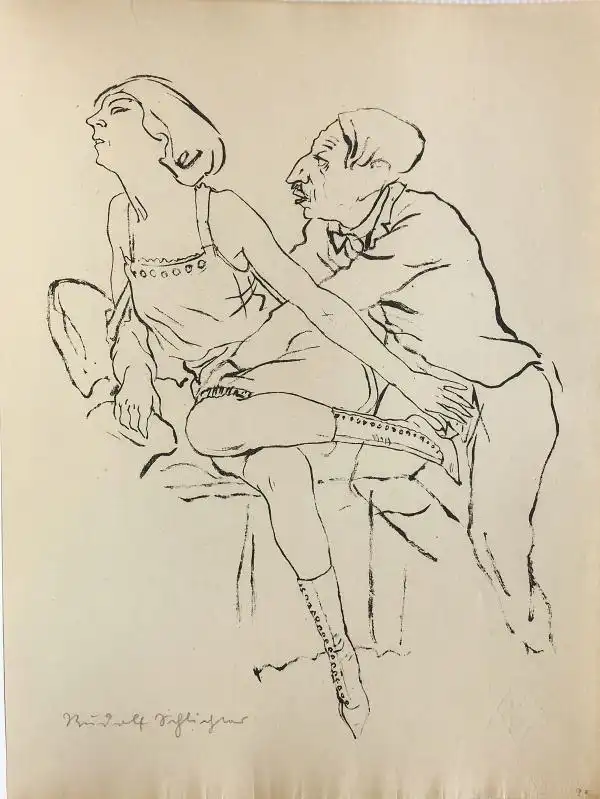 Schlichter, Rudolf  (1890 in Calw - 1955 in München),, Liebesunterhaltung. Lithographie 0