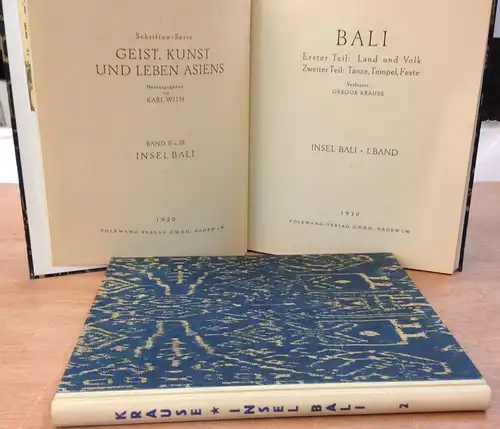 Krause, Gregor: Insel Bali. 2 Bände. Erster Teil: Land und Volk. Zweiter Teil: Tänze, Tempel, Feste. [Karl With (Hrsg.). Geist, Kunst und Leben Asiens, Band II und III]. 