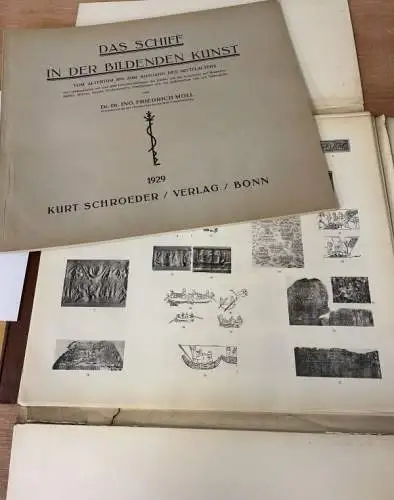 Moll, Friedrich: Das Schiff in der Bildenden Kunst. Vom Altertum bis zum Ausgang des Mittelalters. 102 Lichtdrucktafeln mit rund 4000 Einzeldarstellungen des Schiffes und des...