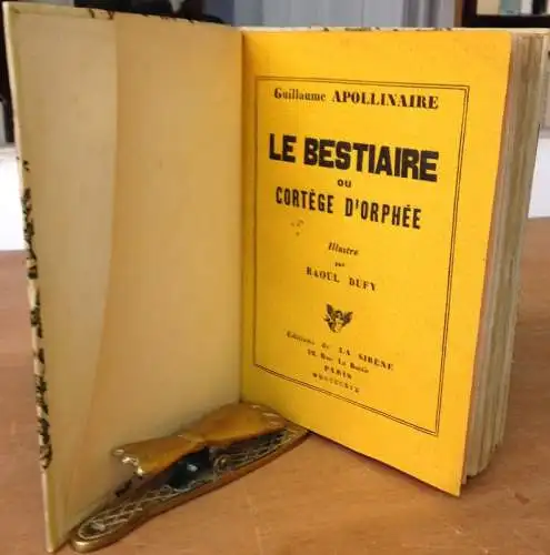 Apollinaire, Guillaume: Le Bestiaire ou Cortège d`Orphée. Illustré par Raoul Dufy. 