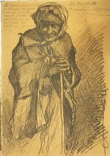 Allers, Christian Wilhelm (1857 Hamburg - 1915 Karlsruhe),, Pipistrello, Szenenbild aus "Eine venezianische Nacht". Bleistift auf Zeichenpapier, auf Pappe aufgezogen