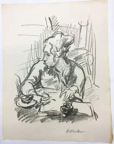 Wacker, Rudolf (1893 - Bregenz - 1939),, Briefschreiberin (Ostergruß). Lithographie