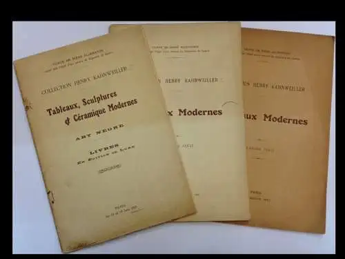 Collection Henry Kahnweiler. 1921-1922. Vente de biens allemands ayant fait l`objet d`une mesure de Séquestre de Guerre. Série de trois [sur quatre] ventes, organisée à l`hotel Druot entre Juin 1921 et Juillet 1922. 