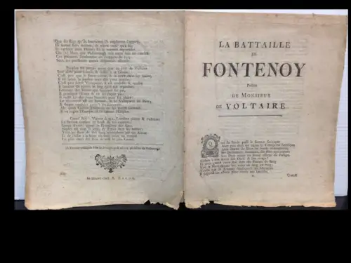 Voltaire: La Battaille de Fontenoy. Poeme de Monsieur de Voltaire. 