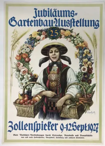 Herrfurth, Oskar (1862 Merseburg - 1934 Weimar),, Jubiläums-Gartenbau-Ausstellung / 25 / Zollenspieker 9-12.Sept.1927. Offset-Druck