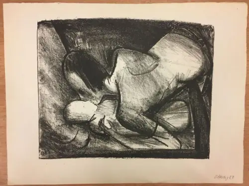 Herbig, Otto (1889 Dornhof - 1971 Weilheim in Oberbayern),, Mutter und Kind. Lithographie