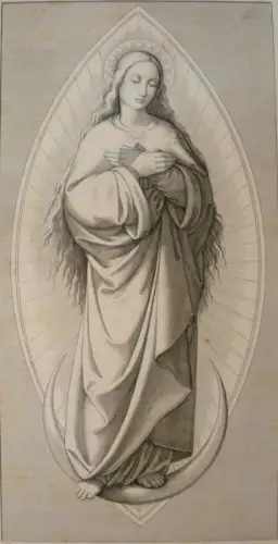 Ruscheweyh, Ferdinand (1785 - Neustrelitz - 1846),, Maria: Pulchra ut luna, electa ut sol. Radierung nach Bartholomäus Steinle