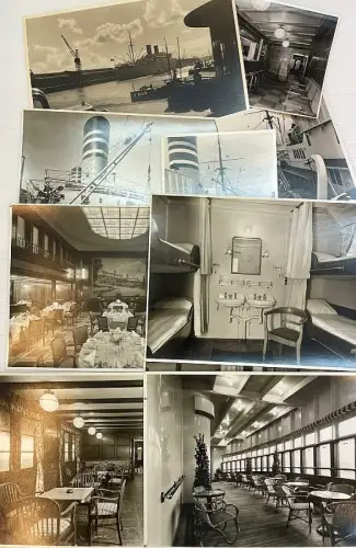 Carl Wilhelm Adolf Dransfeld (1880 - Hamburg - 1941),, 10 Originalfotos der "Pretoria" zeigen Außen- und Innenaufnahmen. Schwarz-Weiß-Photografien