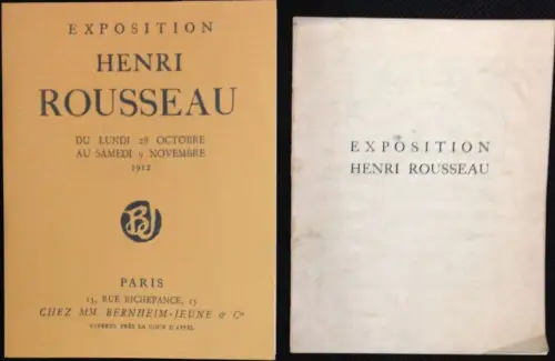 Uhde, Wilhelm: Exposition Henri Rousseau. [Mit einem Vorwort von Wilhelm Uhde]. 