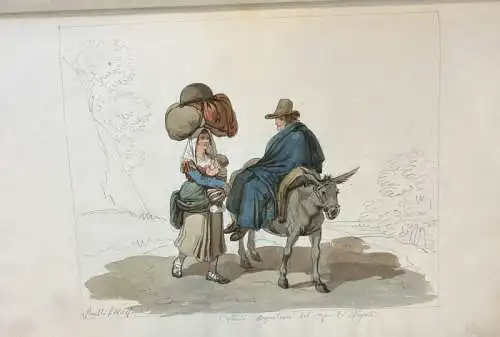 Pinelli, Bartolomeo (1781 - Rom - 1835),, Skizzenheft mit 20 Aquarellen mit Szenen aus dem Leben der Bauern und Hirten in der italienischen Campagna, Tivoli (2 Bll.) und Napoli (2 Bll.). Bleistift und Aquarell