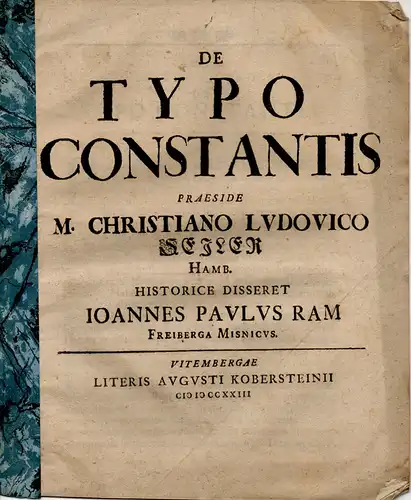 Ram, Johann Paul: aus Freiberg: De typo constantis. (Über das Bild Konstantins). 
