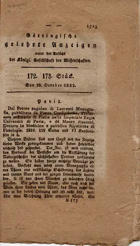 Göttingische gelehrte Anzeigen unter der Aufsicht der königl. Gesellschaft der Wissenschaften. 172. 173. Stück. Den 28. October 1822. Besprechungen. 