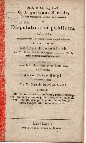 Heigl, Johannes Peter: aus Seebach: Disputationem publicam. 