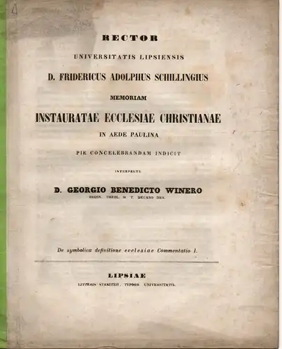 Winer, Georg Benedict: De symbolica definitione ecclesiae Commentatio I. 