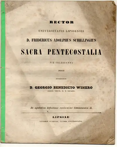 Winer, Georg Benedict: De symbolica definitione ecclesiae Commentatio II. 