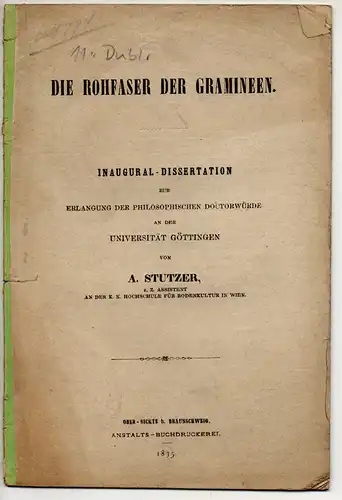 Stutzer, Albert: Die Rohfaser der Gramineen. Dissertation. 