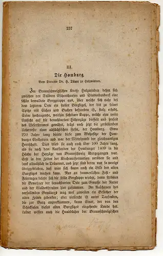 Dürre, Hermann: Die Homburg. Sonderdruck aus: Zeitschrift des historischen Vereins für Niedersachsen Bd. 41. 