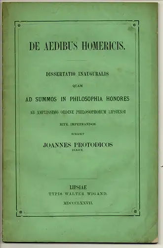 Protodicos, Joannes: De aedibus Homericis. Dissertation. 