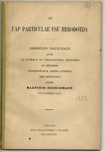Broschmann, Martin: De tap particulae usu Herodoteo. Dissertation. 
