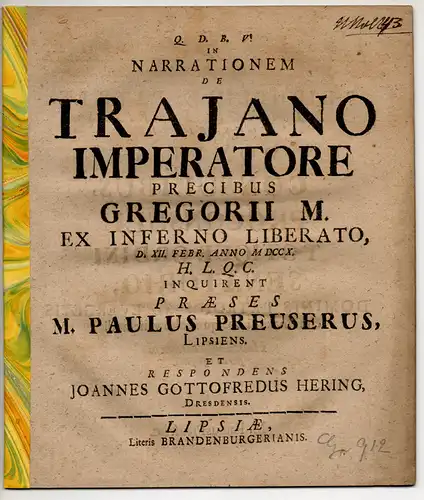 Hering, Johann Gottfried: aus Dresden: In Narrationem De Trajano Imperatore. 