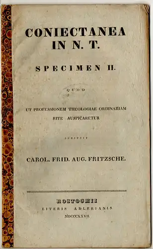 Fritzsche, Karl Friedrich August: Coniectanea in N. T. : specimen 2. 