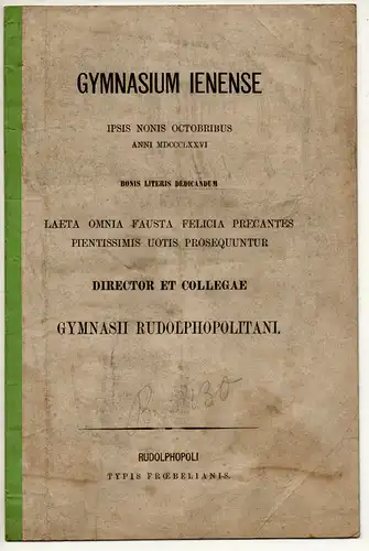 Klussmann, Ernst: Adnotationes criticae ad Tertulliani librum de spectaculis. Schulprogramm Gymnasium Jena. 