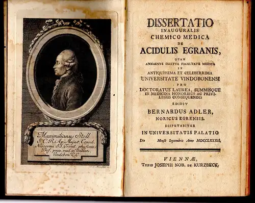 Adler, Bernard: aus Wien: Dissertatio inauguralis chemico medica de acidulis egranis = Chemisch medicinische Abhandlung vom egerschen Gesundbrunnen. 