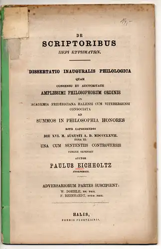 Eichholtz, Paul: De scriptoribus peri eurematon. Dissertation. 