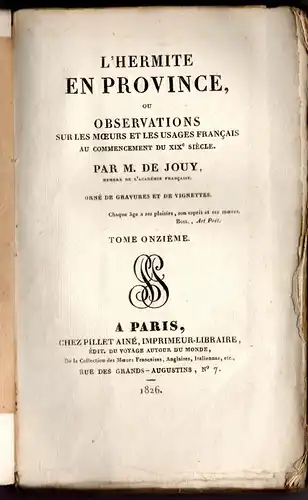 Jouy, Étienne de: L'Hermite de la Guiane ou Observations sur les moeurs et les usages français au commencement du XIXe siècle, Tome XI : Alsace et Lorraine. 