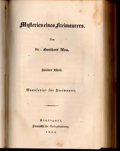 Rau, Heribert: Mysterien eines Freimaurers, 2 Teile in einem Band (komplett). 