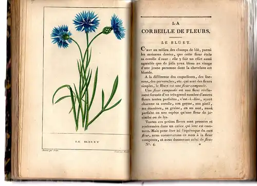 Miger, Pierre-Auguste-Marie: La corbeille de fleurs, ouvrage de botanique et de littérature, orne de vingt-quatre planches coloriees, et de douze Romances graves avec accompagnement de piano, destine aux jeunes demoiselles. 