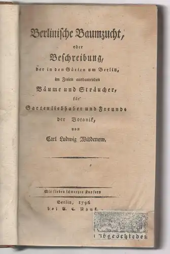 Willdenow, Karl Ludwig: Berlinische Baumzucht, oder Beschreibung der in den Gärten um Berlin, im Freien ausdauernden Bäume und Sträucher : für Gartenliebhaber und Freunde der Botanik. 