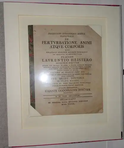 Byscher, Johann Gottfried: aus Nordhausen: Medizinische Inaugural-Dissertation. De perturbatione animi atque corporis. 