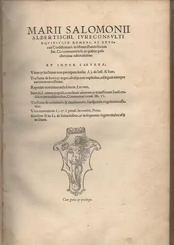 Salamoni, Mario: In librum Pandectarum jur. ci. commentarioli, in quibus pulcherrimae adnotationes. 
