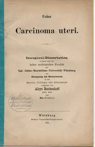 Boeckenhoff, Aloys: Erle: Ueber Carcinoma uteri. Dissertation. 