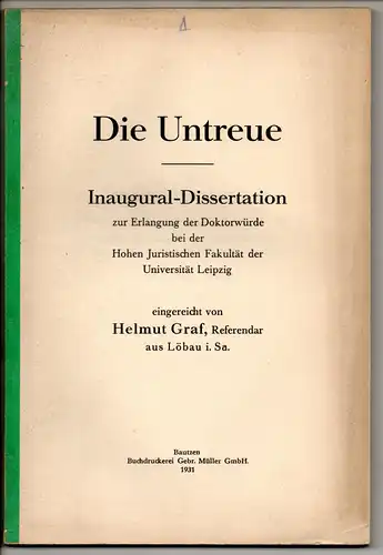Graf, Helmut: Die Untreue. Dissertation. 