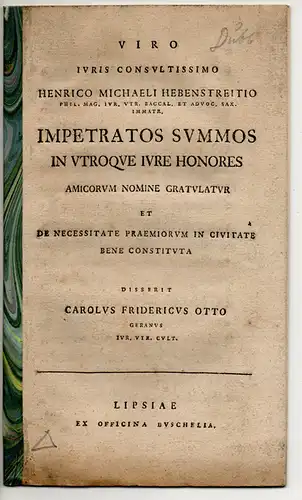 Otto, Carl Friedrich: De necessitate praemiorum in civitate bene constituta. 