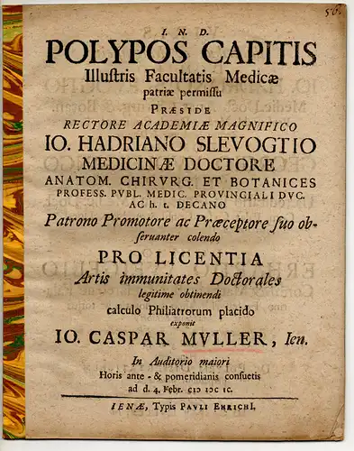 Müller, Johann Caspar: aus Jena: Medizinische Dissertation. Polypos Capitis. 